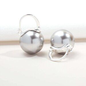 Alicia Bonnie Blanche Pearl Huggie Drop Earrings, Silver Crystal Pearl